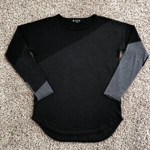 Smartwool Shadow Pine Colorblock Merino Wool Blend Sweater Womens Small Blk/Gray